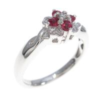 K18WG クローバー ルビーリング