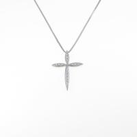 K18WG クロス ダイヤモンドネックレス