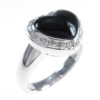 K18WG ハート オニキスリング