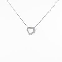 K18WG ハート ダイヤモンドネックレス