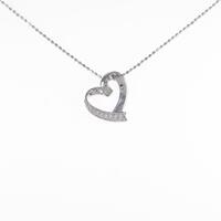 K18WG ハート ダイヤモンドネックレス