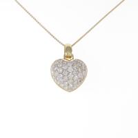 K18YG ハート パヴェ ダイヤモンドネックレス
