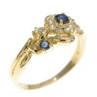 K18YG フラワー サファイヤリング