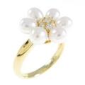 K18YG フラワー タンスイパールリング