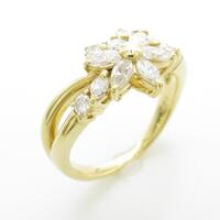 K18YG フラワー ダイヤモンドリング