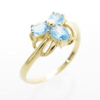 K18YG フラワー ブルートパーズリング