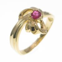 K18YG リボン ルビーリング