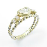 K18YG／PT ハート ダイヤモンドリング