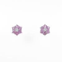 ポンテヴェキオ フラワー ピンクサファイヤピアス