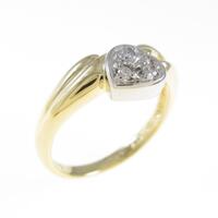 K18YG／PT ハート ダイヤモンドピンキーリング