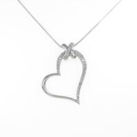 K18WG ハート ダイヤモンドネックレス