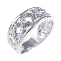 K18WG フラワー ダイヤモンドリング