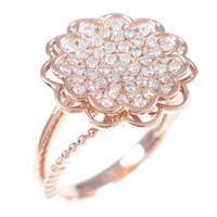 K18PG フラワー ダイヤモンドリング