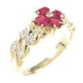 K18YG フラワー ルビーリング