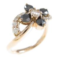 K18PG フラワー ダイヤモンドリング