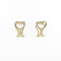 K18YG ハート ダイヤモンドイヤリング