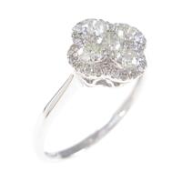 K18WG フラワー ダイヤモンドリング