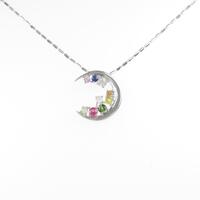 K18WG ムーン カラーストーンネックレス