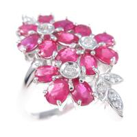 K18WG フラワー ルビーリング