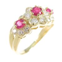 K18YG フラワー ルビーリング