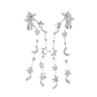 750WG スター×ムーン ダイヤモンドピアス