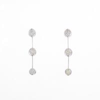 K18WG スリーストーン ダイヤモンドピアス