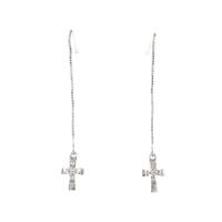 K18WG クロス ダイヤモンドピアス