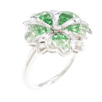 K18WG フラワー ガーネットリング