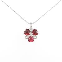 K18WG クローバー ガーネットネックレス