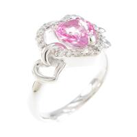 K18WG ハート ピンクサファイヤリング