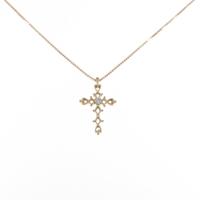 K18YG クロス ダイヤモンドネックレス
