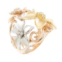 K18YG／PT／K18PG フラワー ダイヤモンドリング