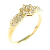 K18YG フラワー ダイヤモンドリング