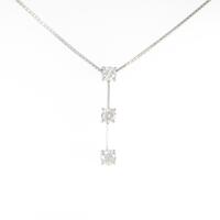 K18WG スリーストーン ダイヤモンドネックレス