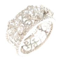 K18WG フラワー フルエタニティ ダイヤモンドリング