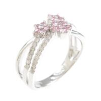 K14WG フラワー ピンクサファイヤリング