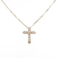 K18YG クロス ダイヤモンドネックレス