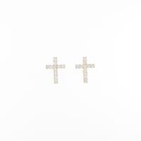 【新品】K18YG クロス ダイヤモンドピアス
