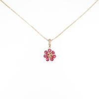 K18YG フラワー ルビーネックレス
