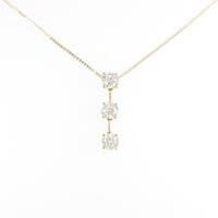 K18YG スリーストーン ダイヤモンドネックレス