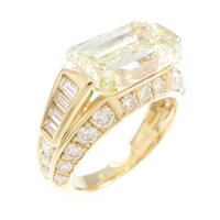 K18YG ダイヤモンドリング 5．918ct・LY・VVS2・エメラルドカット