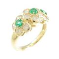 K18YG フラワー エメラルドリング