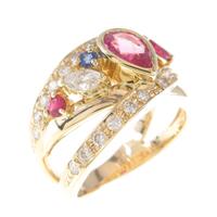 K18YG サファイヤリング 拡散処理未検査