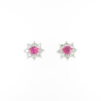 K18WG ルビーピアス