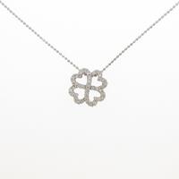 K18WG クローバー ダイヤモンドネックレス