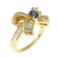 K18YG リボン サファイヤリング