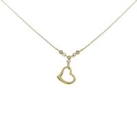 K18YG スリーストーン ハート ダイヤモンドネックレス