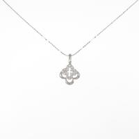 K18WG フラワー ダイヤモンドネックレス