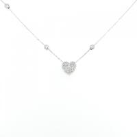 K10WG/K18WG ハート ダイヤモンド ネックレス 0.10CT