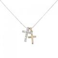 K18PG/K18WG 2WAY クロス ダイヤモンド ネックレス 0.22CT